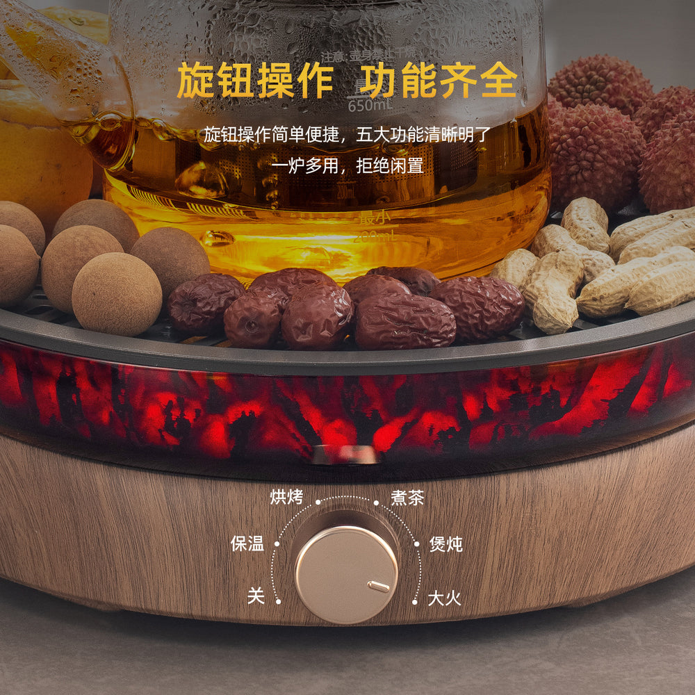 Electric ceramic stove for tea brewing, multifunctional tea maker, outdoor camping tea stove, rotary knob electric tea stove, home tea set