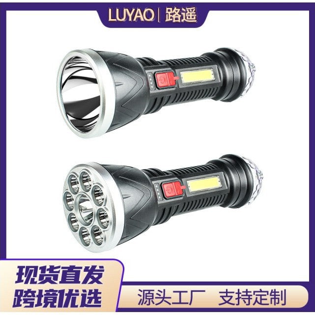 Cross-border strong light flashlight  popular USB charging outdoor camping emergency multi-functional home lighting
