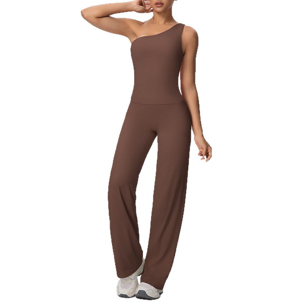 New arrival: cross-border double-sided brushed microfiber solid color compression set - high-stretch activewear for running, fitness, and yoga (two-piece)