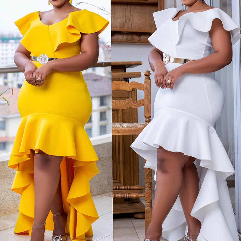 African cross-border sourcing:  new solid color loose fit evening gown, slim-fit long dress - exclusively for cross-border e-commerce