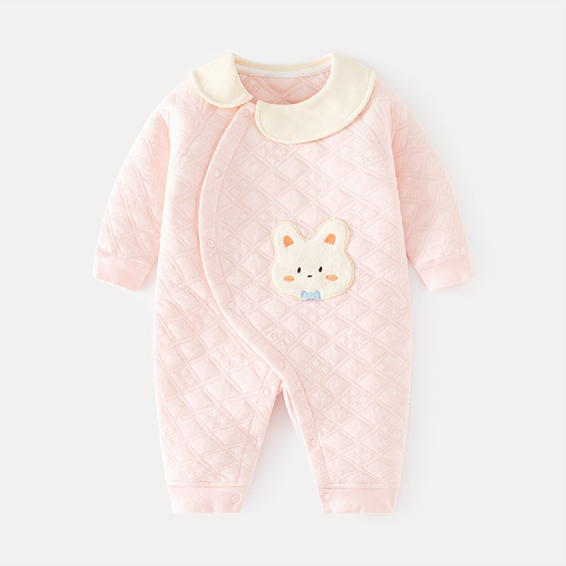 Babibele baby heattech onesie baby fall and winter boneless haki type a baby snap button door-to-door romper pajamas