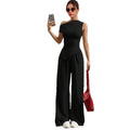 European and american cross-border shein summer women's solid color sleeveless tank top and pants fashion set - sexy casual two-piece outfit