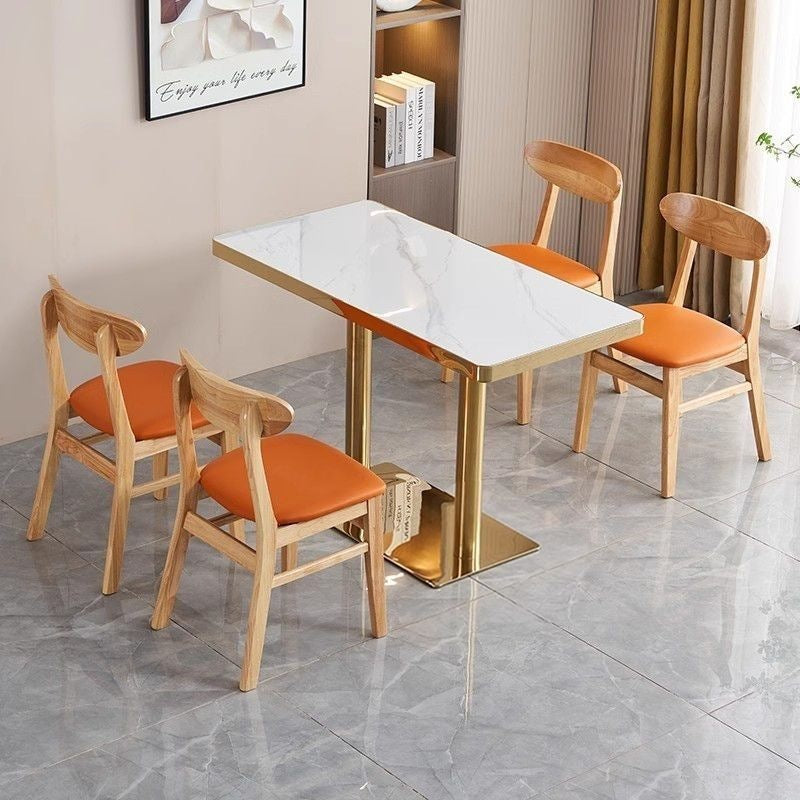 Commercial slate dining table theme restaurant barbecue shop snack shop restaurant ramen solid wood stool slate dining table casual style
