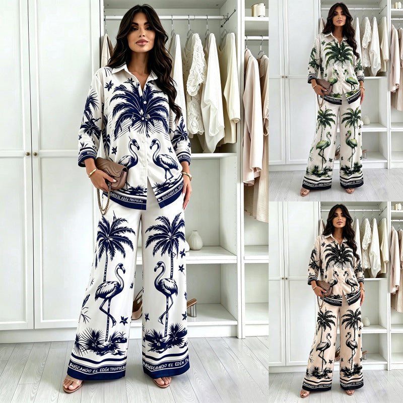 new fashion printed shirt top + placement floral pants set - now shipping!