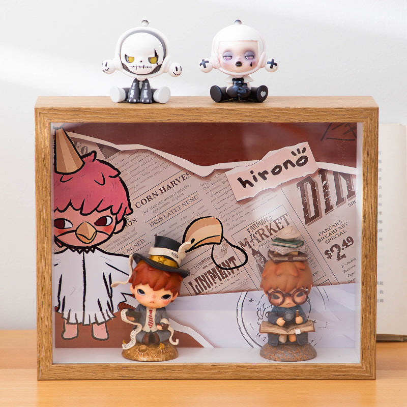 POP MART photo frame storage box wall hanging doll blind box display picture frame scene figure storage wholesale hollow