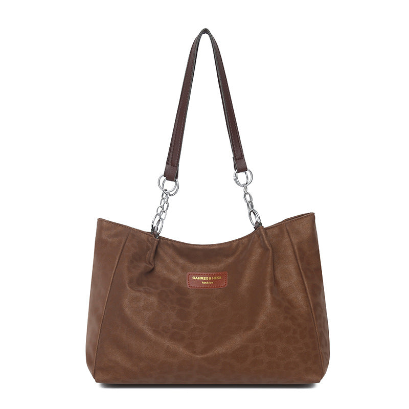 Large capacity shoulder bag 2026 new style minimalist retro casual trendy handbag women's bag versatile commuter tote bag