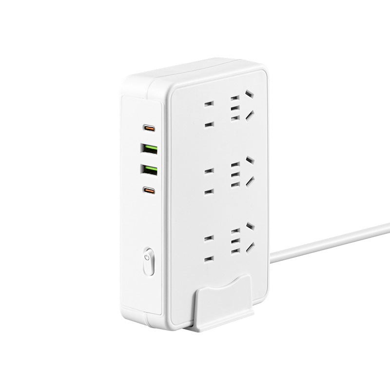 Vertical socket multi-function power strip usb power strip extension cord desktop plug with main switch panel office dormitory