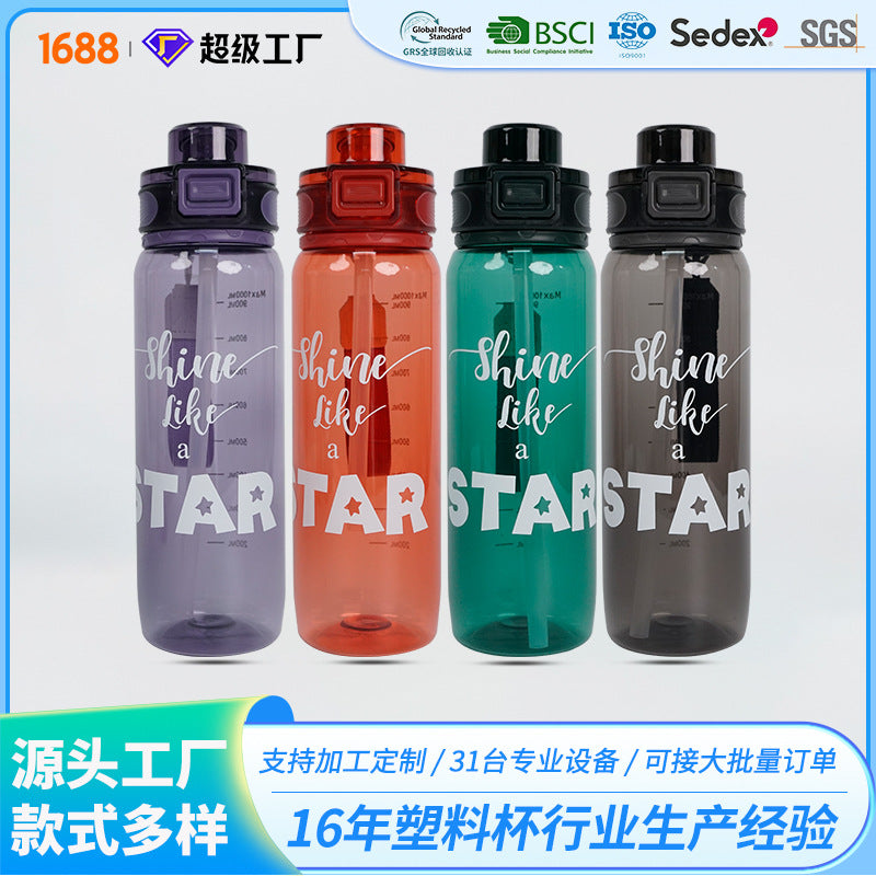 Pop-up lid large-capacity water cup outdoor portable anti-fall sports water bottle sealed leak-proof classy direct drinking plastic cup