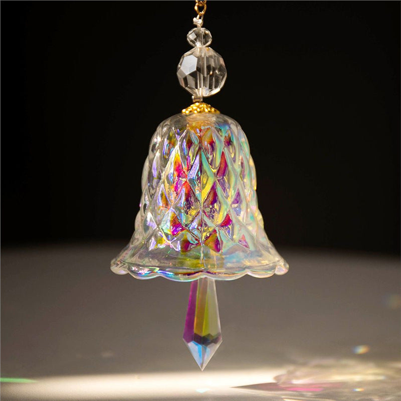 Glass wind chime transparent rainbow crystal wind chime window hanging ornament bell glass pendant sun catcher christmas decoration