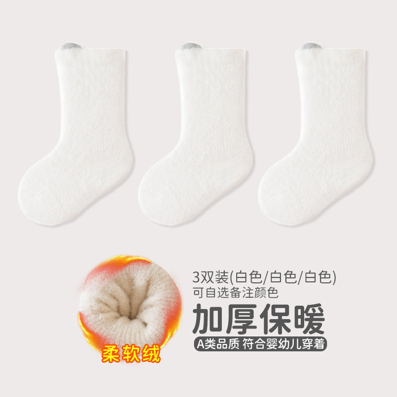 Babylon socks fall and winter fleece-linedthickened baby terry socks ear-lifting small ears boneless infant socks category a
