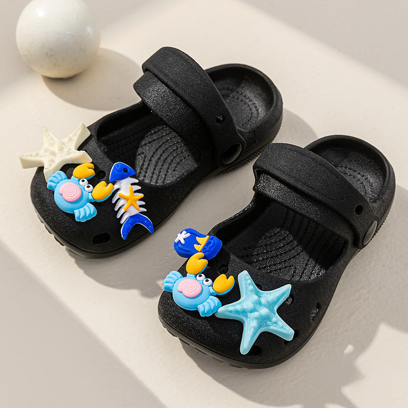 Kids' clogs - summer girls' indoor anti-slip cartoon boys' mid-to-large children's baby slippers beach sandals
