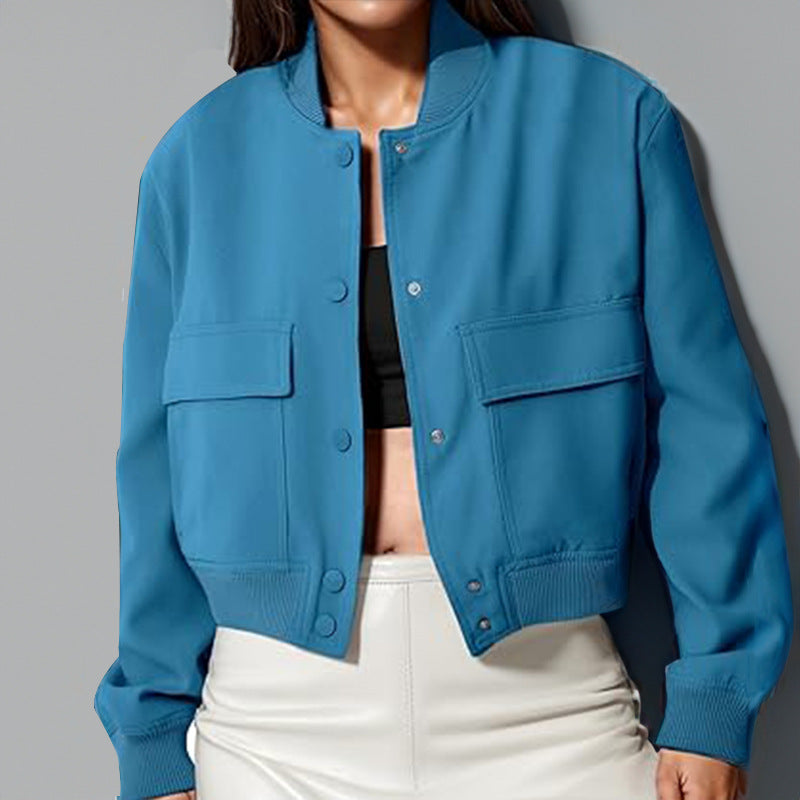 cross-border e-commerce women's fashion: european and american summer new arrivals - elegant commute round neck short single-breasted jacket
