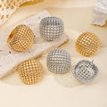 Wholesale retro ring sets, cross-border niche design geometric hollow jewelry, heavily crafted round bead metal stud earrings for women