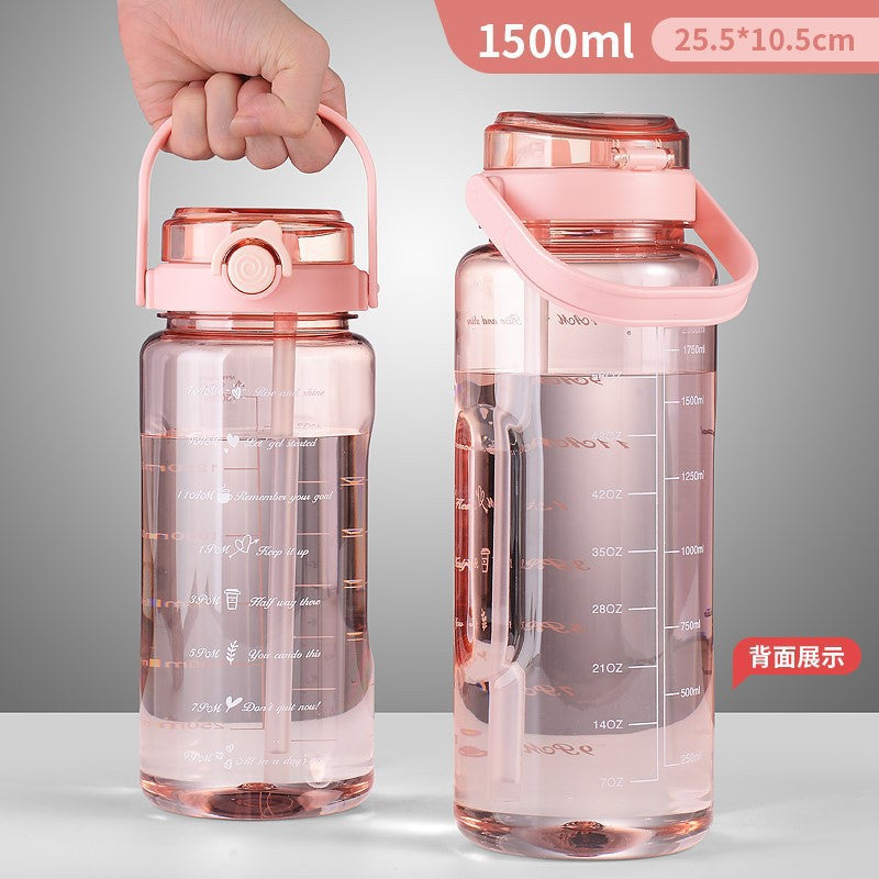 Summer new arrival: large capacity sports water bottle - high temperature resistant, dual-drink spout, drop-proof, portable fitness bottle, stylish plastic cup