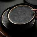 Creative nordic frosted edge steak plate - high-style stone texture ceramic serving dish for restaurant and home use