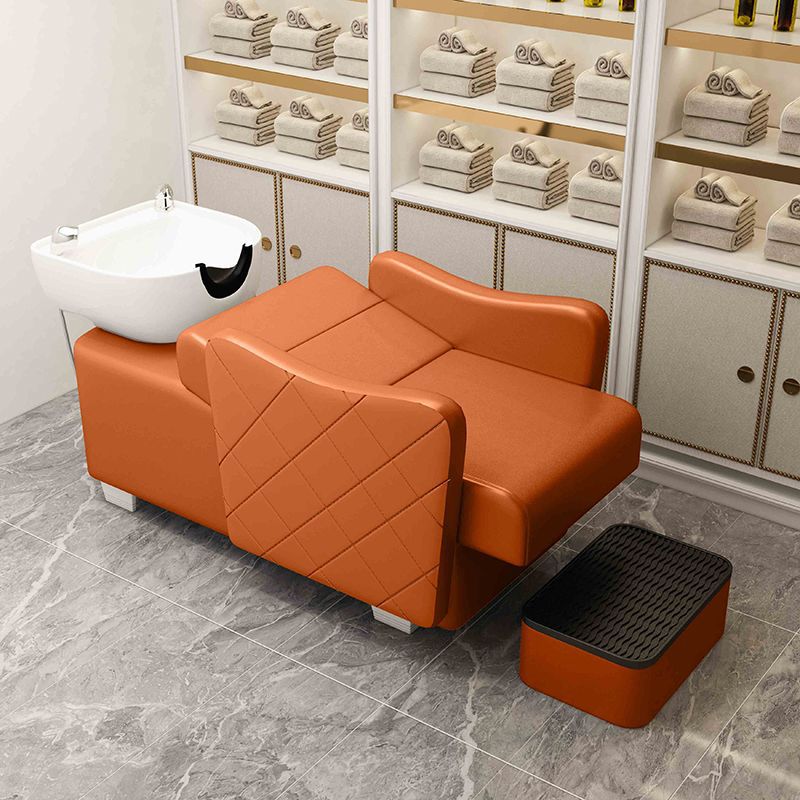 Factory direct sales popular semi-reclining hair salon fashion shampoo bed simple high-end hair salon ceramic flush bed