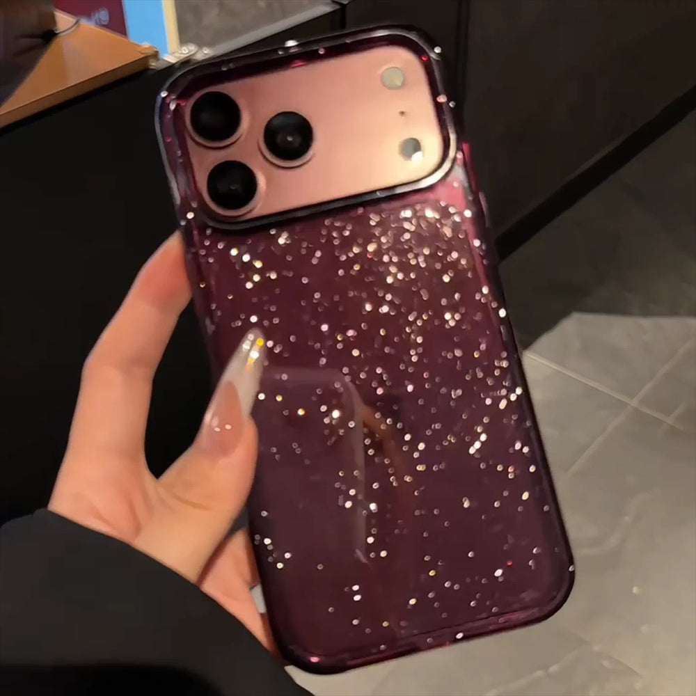 Starry glitter powder compatible with iphone 18 pro max case, apple 17 transparent fine glitter burgundy protective cover 16