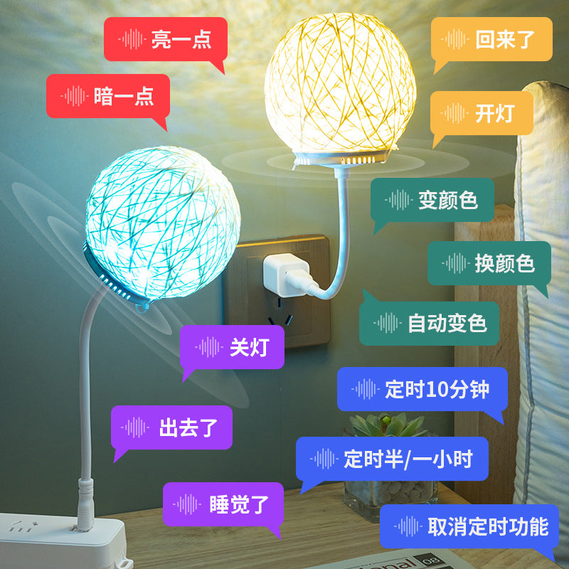 Usb voice-activated night light - smart voice control bedside lamp for bedroom, kids' room, and sleep companion with command sensing
