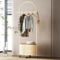 Bedroom floor-standing secondary net clothes hanger, small clothes hanger with dirty clothes basket, movable coat rack, round frame black