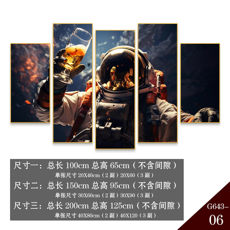 Bar wall decoration painting astronauts astronauts KTV background wall hanging painting Qingba pub nightclub box mural