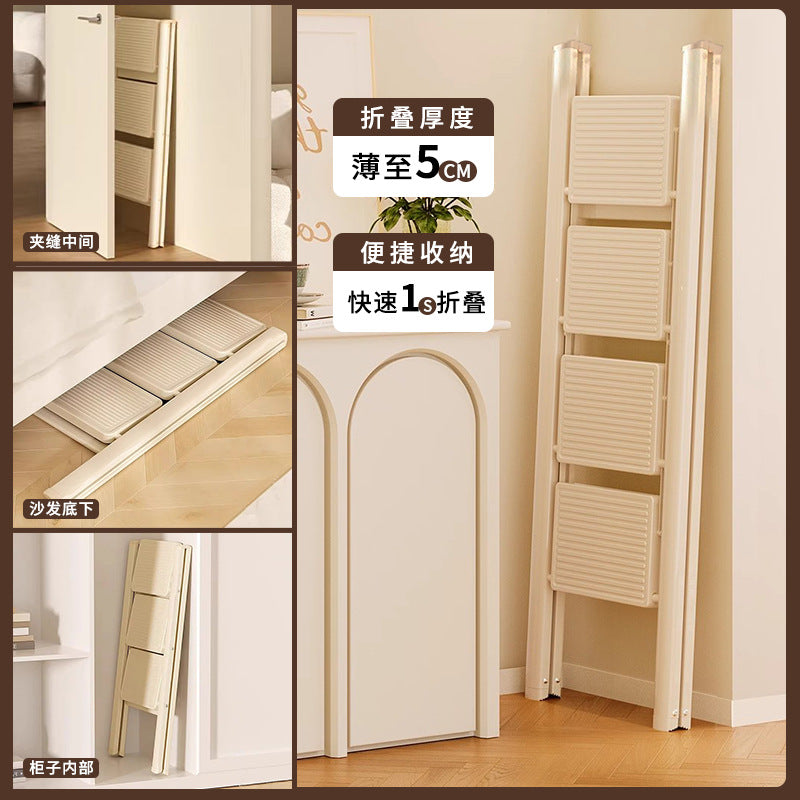 Cream wind household ladder folding ladder thickened herringbone ladder indoor multi-functional storage flower stand stair stool Internet celebrity