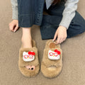 Women's fuzzy slippers - new autumn/winter collection: thick-soled, cute cartoon eyeglass kt cotton slippers, women's flip-flops