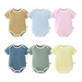 Baby short-sleeve romper - lightweight summer bodysuit for newborns, unisex, snap-crotch, triangle design, printed -  collection