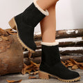 plus size knee socks cotton boots for women  fall and winterfleece-linedthickened thick heel snow boots for women in stock snow non-slip