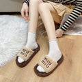 Thick sole fur slippers for women outwear2024 autumn winternew arrival lamb furry popular home one-line cotton slippers
