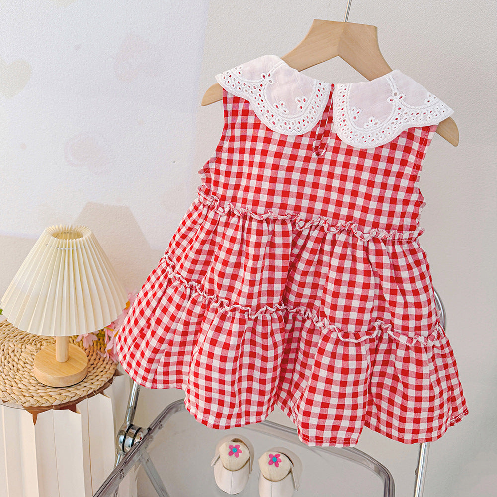Girls' dress  summer new collection - strawberry plaid skirt, korean style for toddler and little girl summer wear
