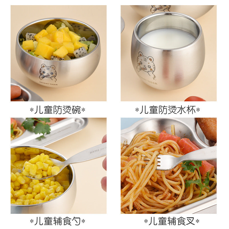 304 stainless steel divided plate for toddlers - perfect for home use, featuring compartments for meals and snacks. ideal for kids' mealtime