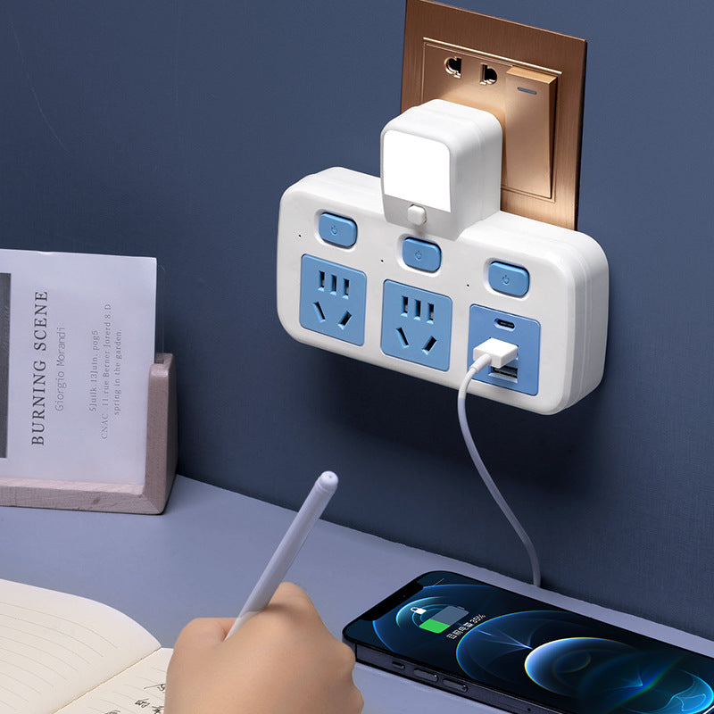 Two-pin socket, two-hole power strip, american standard plug converter, two-pin power strip, plug-in board with cable, 2-pin head panel, multi-hole