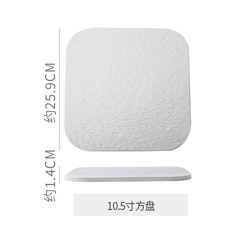 Stone-textured round ceramic plate, suitable for western-style steak, high-end cakes, dim sum, sushi, desserts, and pastries