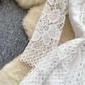 Frenchaccessible luxury heavy industry cut out crochet lace waist long sleevesdress women's slimming lookelegantelegance dress long skirt