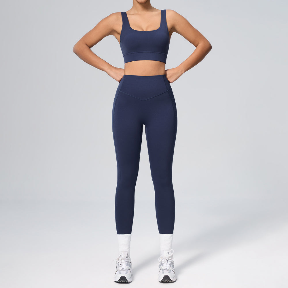 European and american new women's shaping workout set - high waist tummy control pocket yoga outfit - stretchy & breathable fitness set