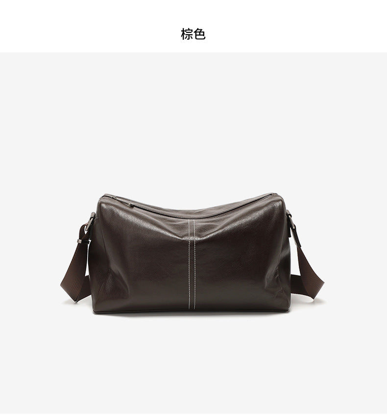 Men's shoulder bag, sports bag, leather messenger bag, new diagonal span bag, soft leather cowhide backpack, casual horizontal men's bag