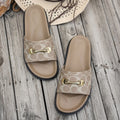 Plus sizethick sole metal chain beach slippers summernew arrivaloutwear cross-borderprinting slippers women's wholesale