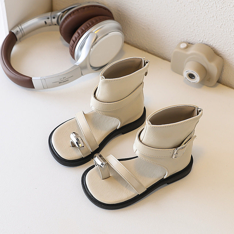 Custom square-toe, closed-toe sandals: stylish new spring collection for kids - round-toe, half-wrap, soft-soled, non-slip princess shoes