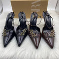 Za2025 blue fairy high heels niche 2025 baotou sandals shoes pointed toe flats autum season french new