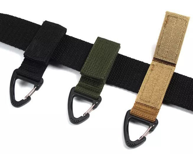 Outdoor tactical nylon webbing backpack buckle single point triangular buckle multi-functional mountaineering buckle D type hanging ring keychain
