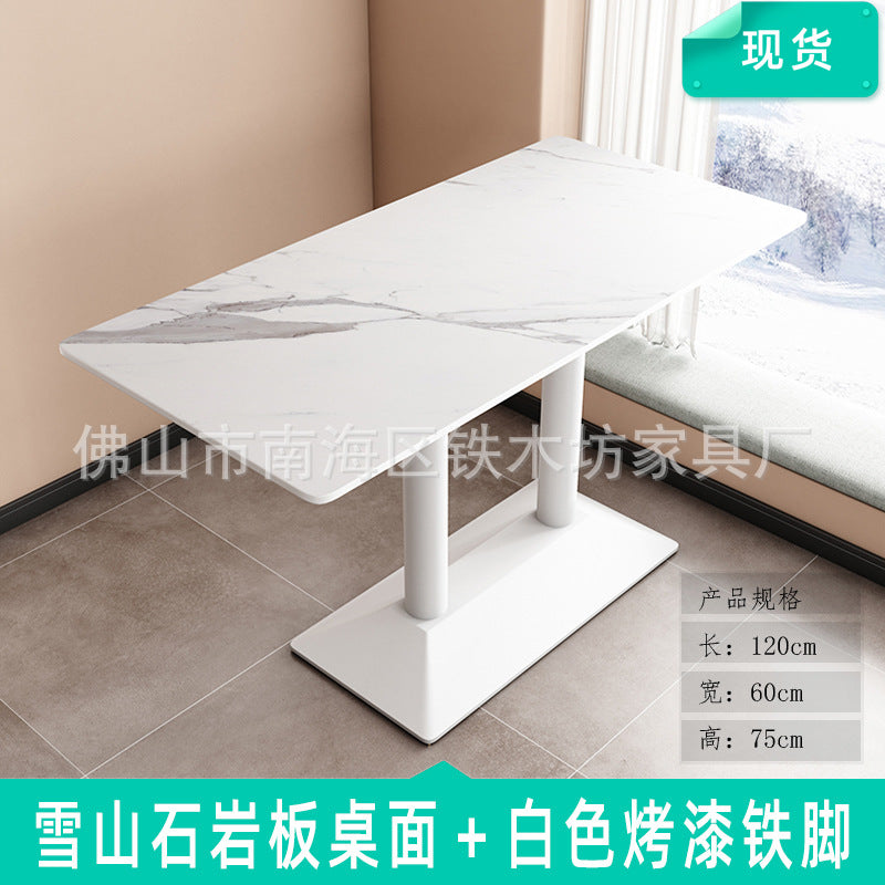 Customized commercial slate dining table simple table bar milk tea fast food restaurant canteen rectangular table apartment negotiation table and chairs