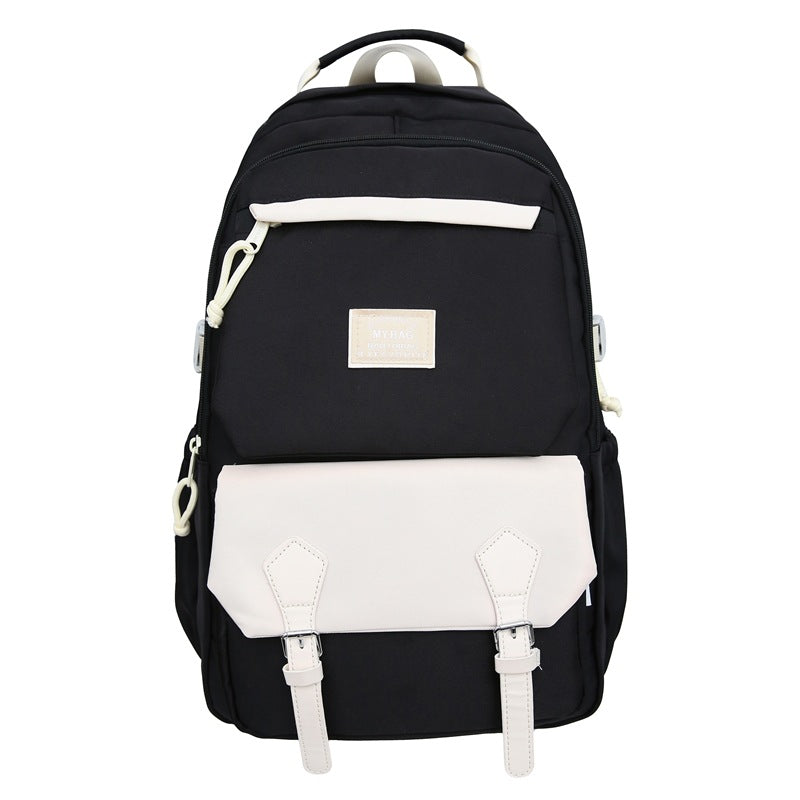 Backpack maillard color matching classy school bag junior high school student school bag casual travel couple college student school bag