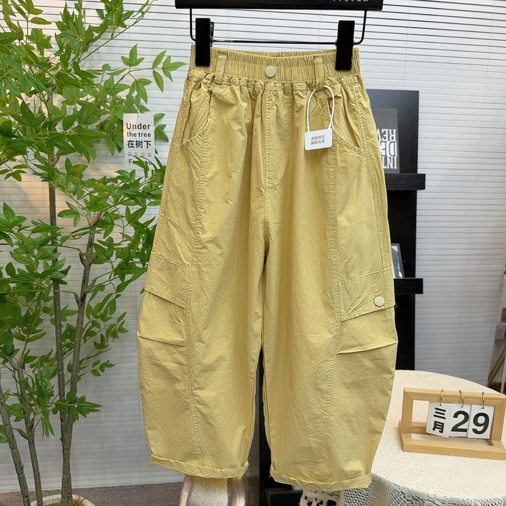 [washable 100% cotton] spring and summer new thin pure cotton candy color workwear scimitar casual pants 2617