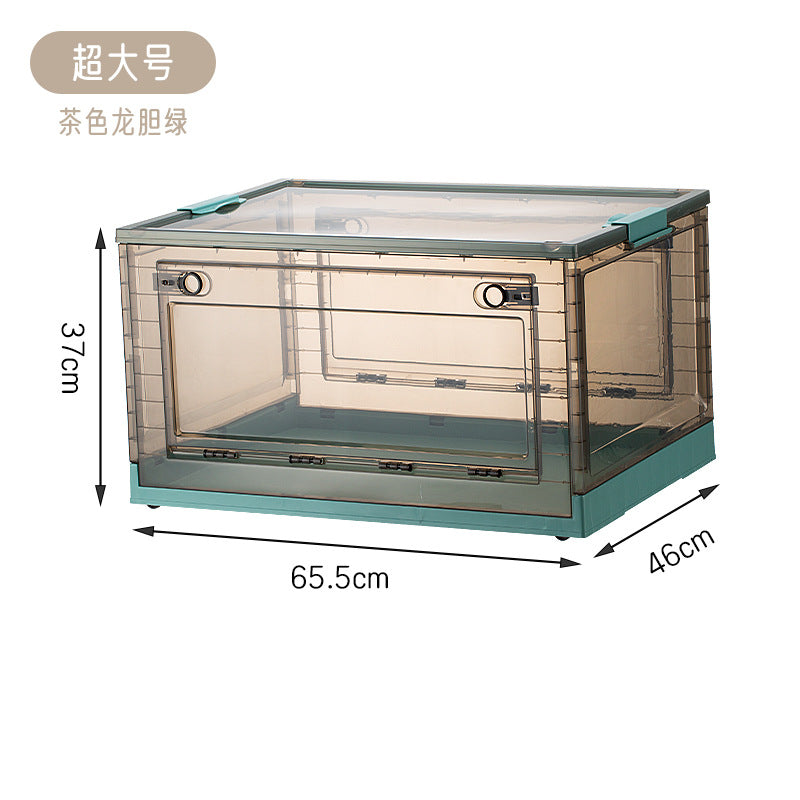 Storage Box Household Plastic Clothes Wardrobe Organizing Box Transparent Foldable Storage Box Snacks Toys Clothing Books
