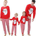 Ready-to-ship  cotton christmas pajamas - european & american style reindeer solid color print long sleeve family matching set