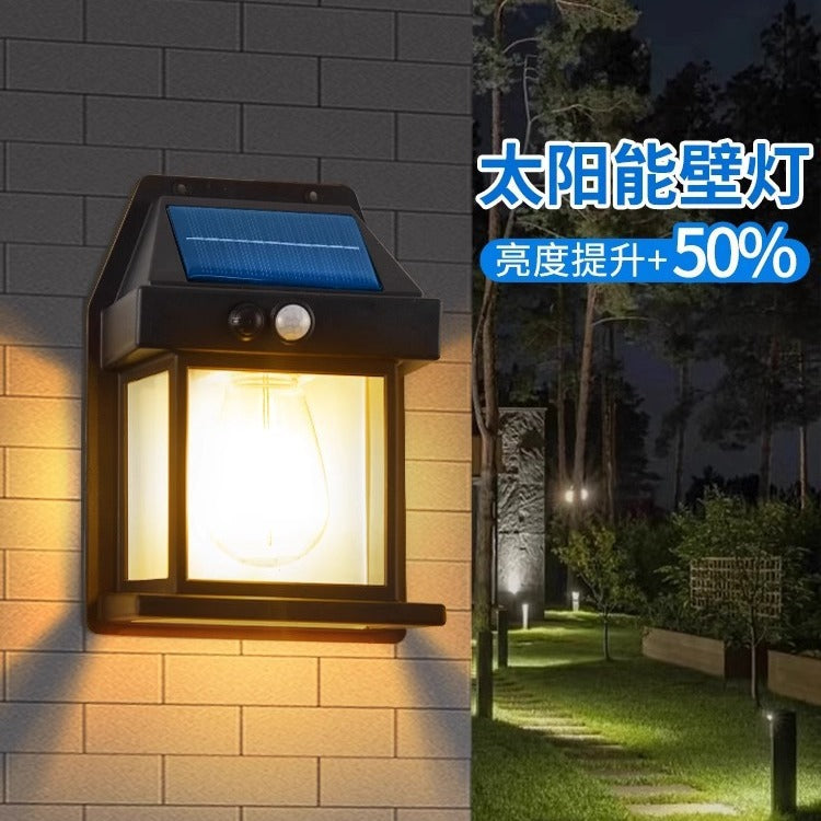 Solar powered sensor light outdoor wall lamp balcony light entryway led ambient courtyard garden waterproof fence wall light