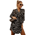 Aliexpress european and american style autumn/winter new arrival: cinched waist tie-up long sleeve printed shirt dress