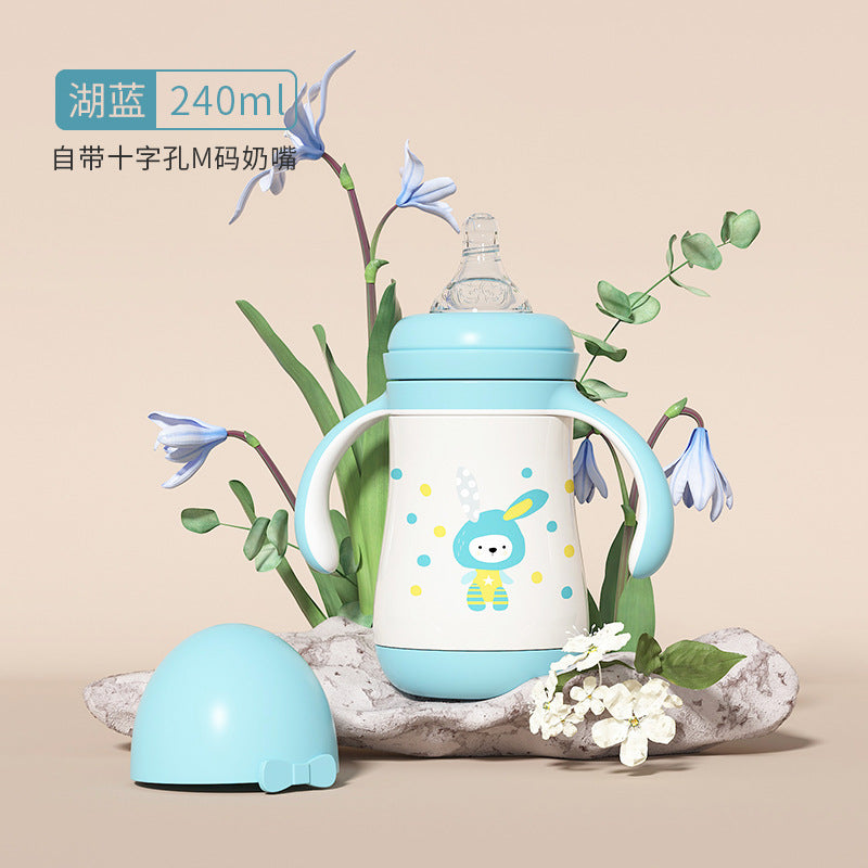 Large-capacity straw cup, milk bottle, 316 stainless steel water cup, kids thermos cup, baby learning cup, duckbill dual-use