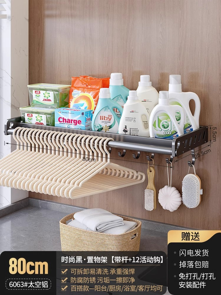 White balcony, washing machine rack above the laundry pool, no punching, wall hanging, living room, bedroom, flower storage shelf