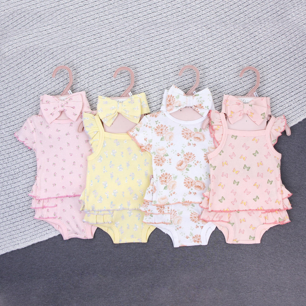 Baby girl summer outfit newborn romper set all-cotton class a shorts headband pure cotton class a new arrival